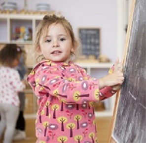 Girl at blackboard